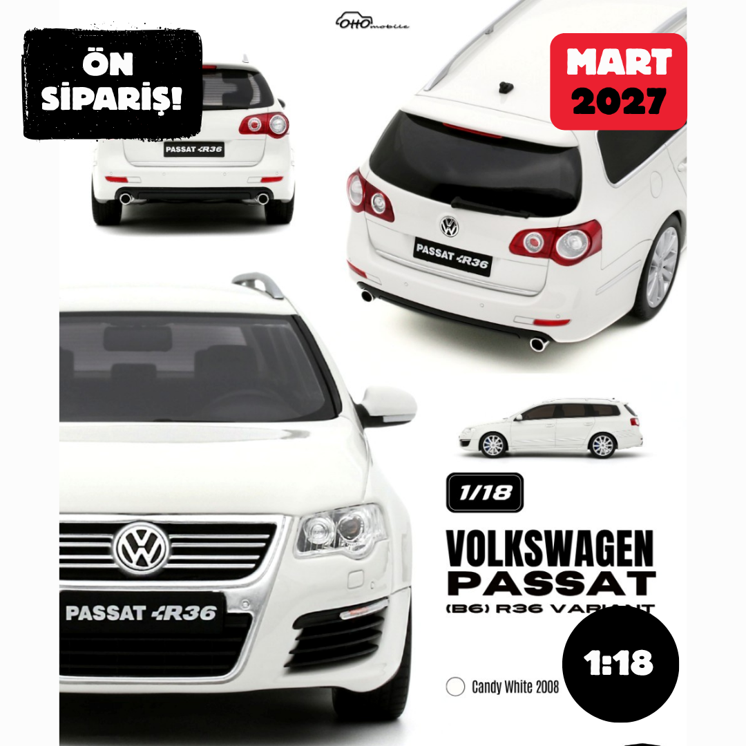 Ön Sipariş - 1/18 OTTO Volkswagen Passat (B6) R36 Variant Candy White 2008 - OT1393