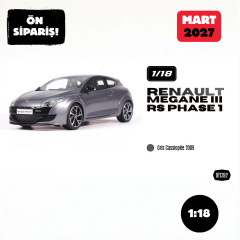 Ön Sipariş - 1/18 OTTO Renault Megane III RS Phase 1 Gris Cassiopée 2009 - OT1392