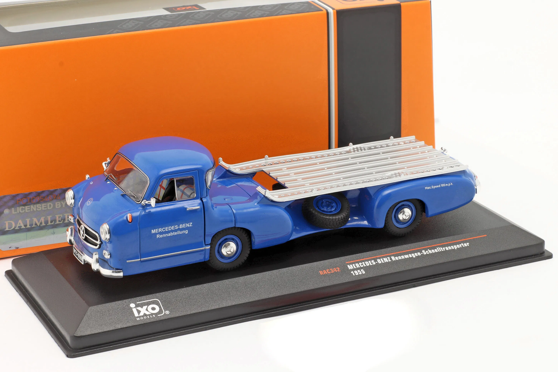 1/43 IXO Mercedes-Benz Race Car Transporter The blue wonder year 1955 blue