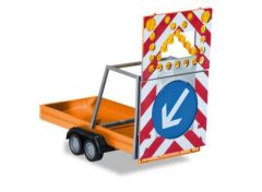 1/87 Construction Trailer with traffic security plates, orange
