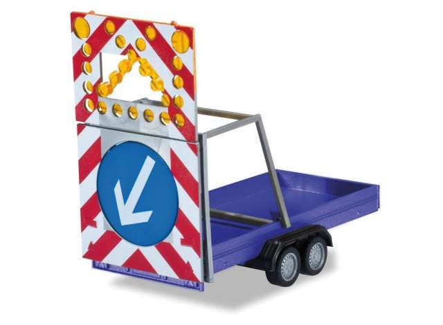 1/87 Construction Trailer with traffic security plates, blue