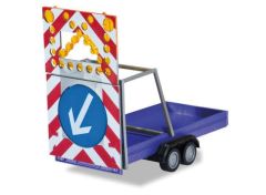 1/87 Construction Trailer with traffic security plates, blue
