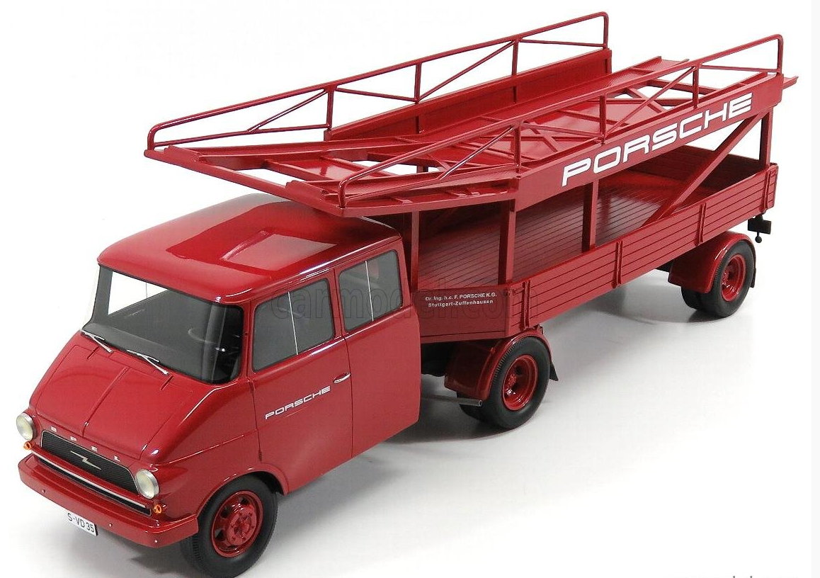 1/18 SCHUCO - OPEL - BLITZ TRUCK CAR TRANSPORTER PORSCHE RACING 1952