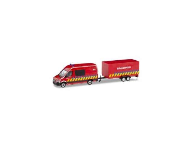 1/87 Mercedes Benz Sprinter Fire Department with Trailer (B), red