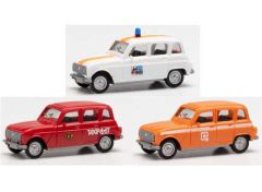 1/87 Renault R4 set Taxipost/RTT/Police (B), white/red/orange