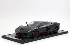 1/12 BBR Ferrari LaFerrari Matt black with red stripes Fernando Alonso carbon fibre base-display case included - BBR1222ALO-25